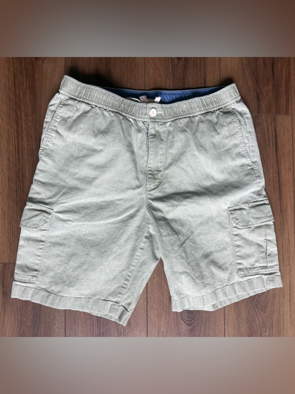 Tommy Bahama Cargo Shorts Mens L Green Relax Linen Lycra Elastic Waist Casual
